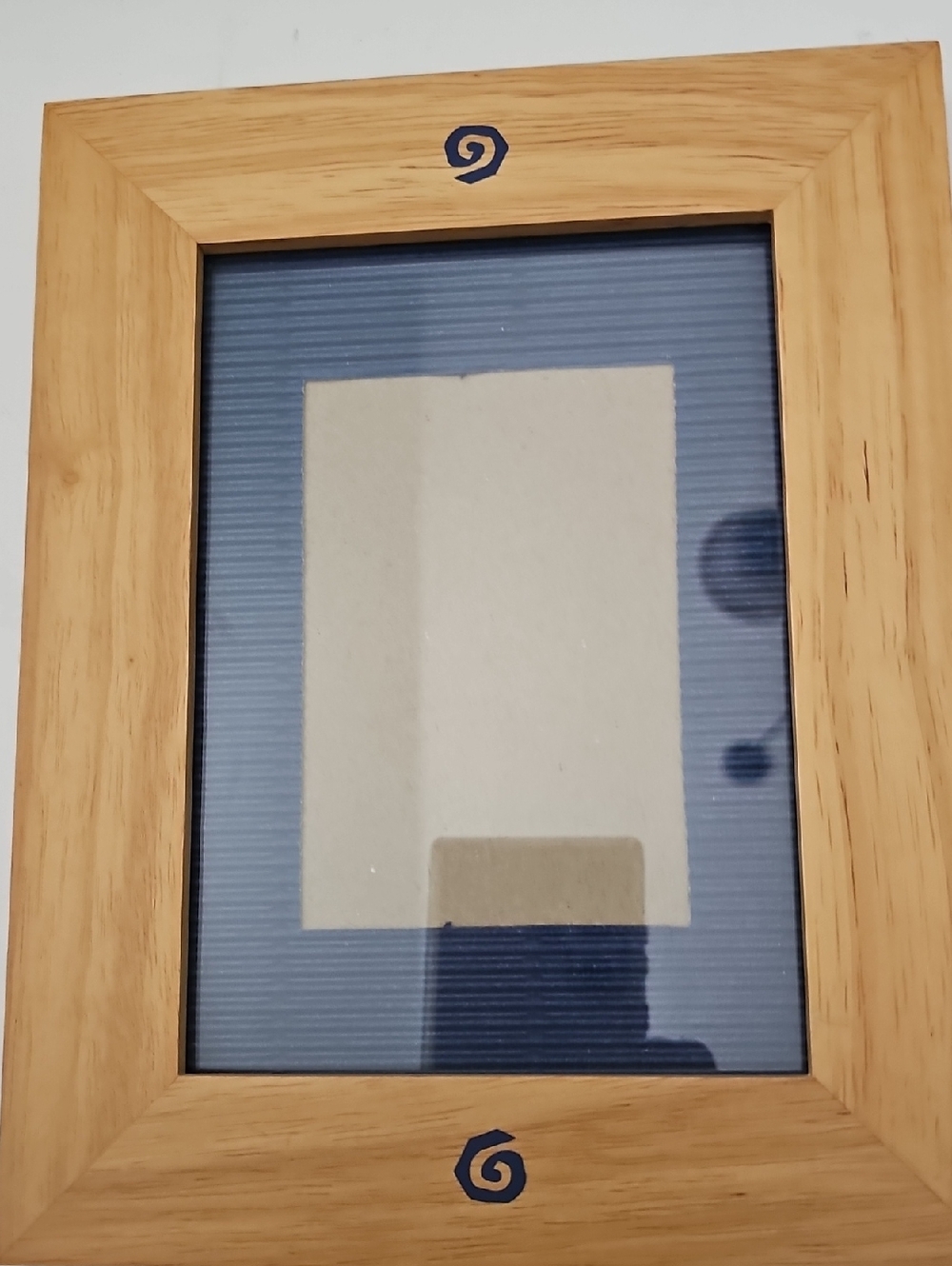 Natural Wood Photo Frame with Blue Mat - Unbranded 5 X 7